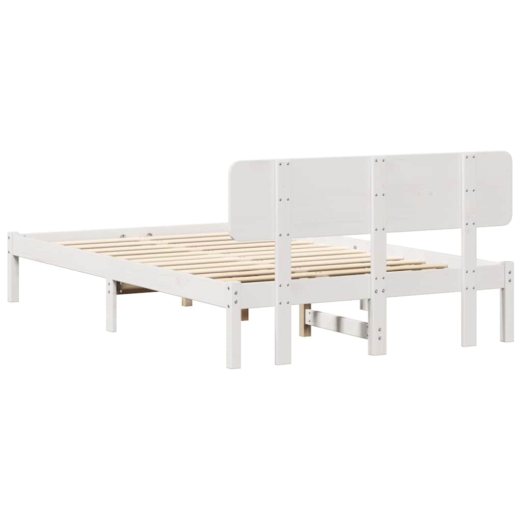 Bedframe met hoofdeinde Wit 120 x 190 cm Massief grenenhout is nu te koop bij PeponiXL, paradijselijk wonen!