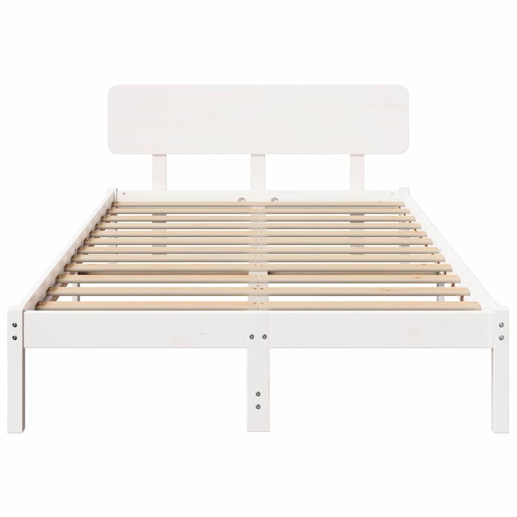 Bedframe met hoofdeinde Wit 120 x 190 cm Massief grenenhout is nu te koop bij PeponiXL, paradijselijk wonen!