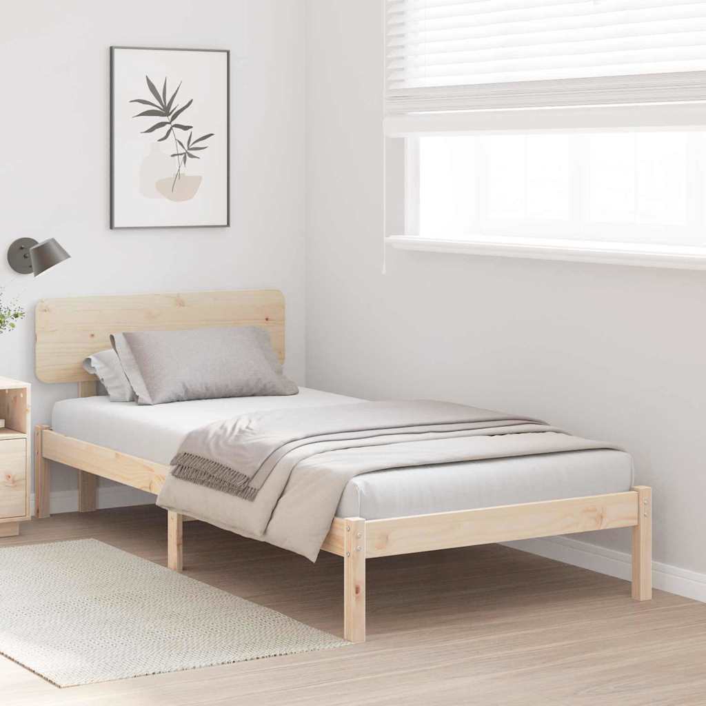 Bedframe met hoofdeinde Naturel 90 x 200 cm Massief grenenhout is nu te koop bij PeponiXL, paradijselijk wonen!