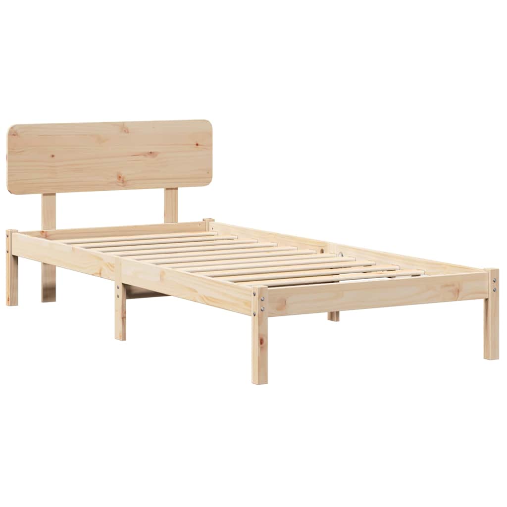 Bedframe met hoofdeinde Naturel 90 x 200 cm Massief grenenhout is nu te koop bij PeponiXL, paradijselijk wonen!