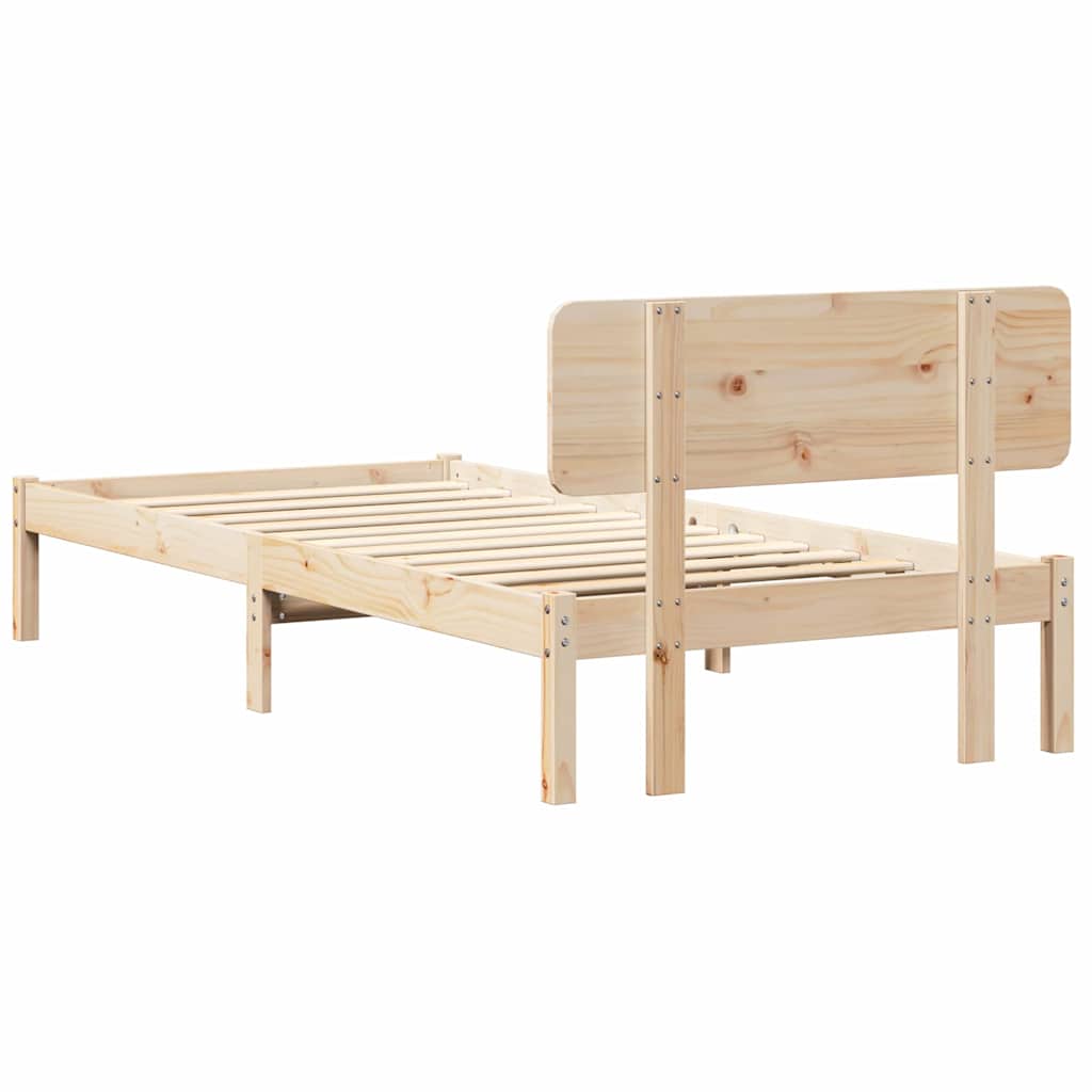 Bedframe met hoofdeinde Naturel 90 x 200 cm Massief grenenhout is nu te koop bij PeponiXL, paradijselijk wonen!
