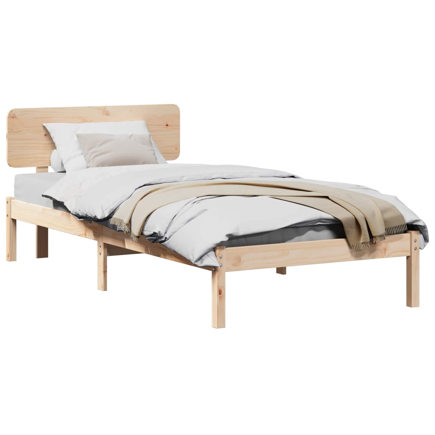 Bedframe met hoofdeinde Naturel 80 x 200 cm Massief grenenhout is nu te koop bij PeponiXL, paradijselijk wonen!