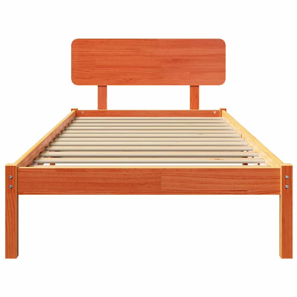 Bedframe met hoofdeinde Wasbruin 80 x 200 cm Massief grenenhout is nu te koop bij PeponiXL, paradijselijk wonen!