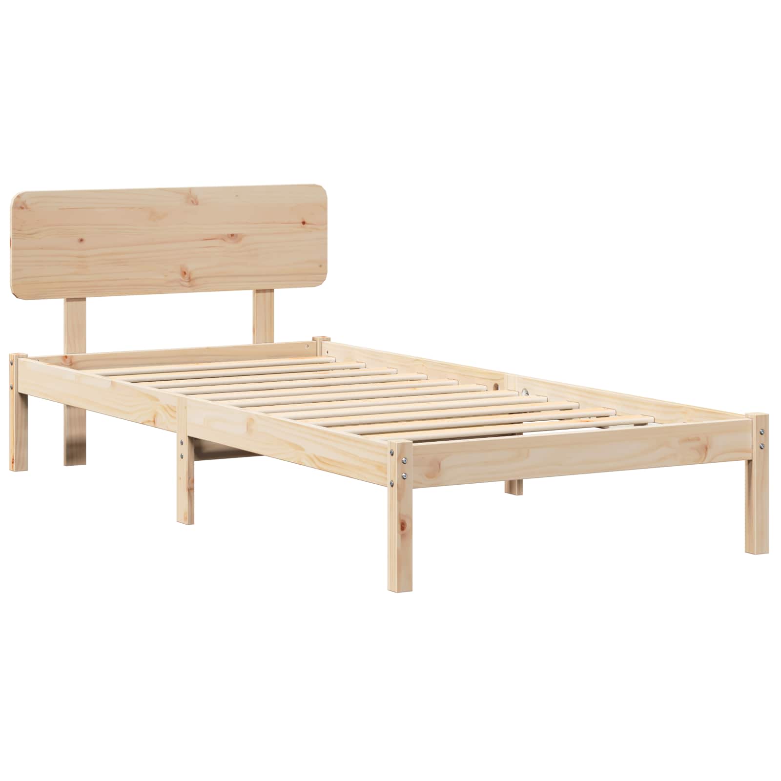 Bedframe met hoofdeinde Naturel 90 x 190 cm Massief grenenhout is nu te koop bij PeponiXL, paradijselijk wonen!