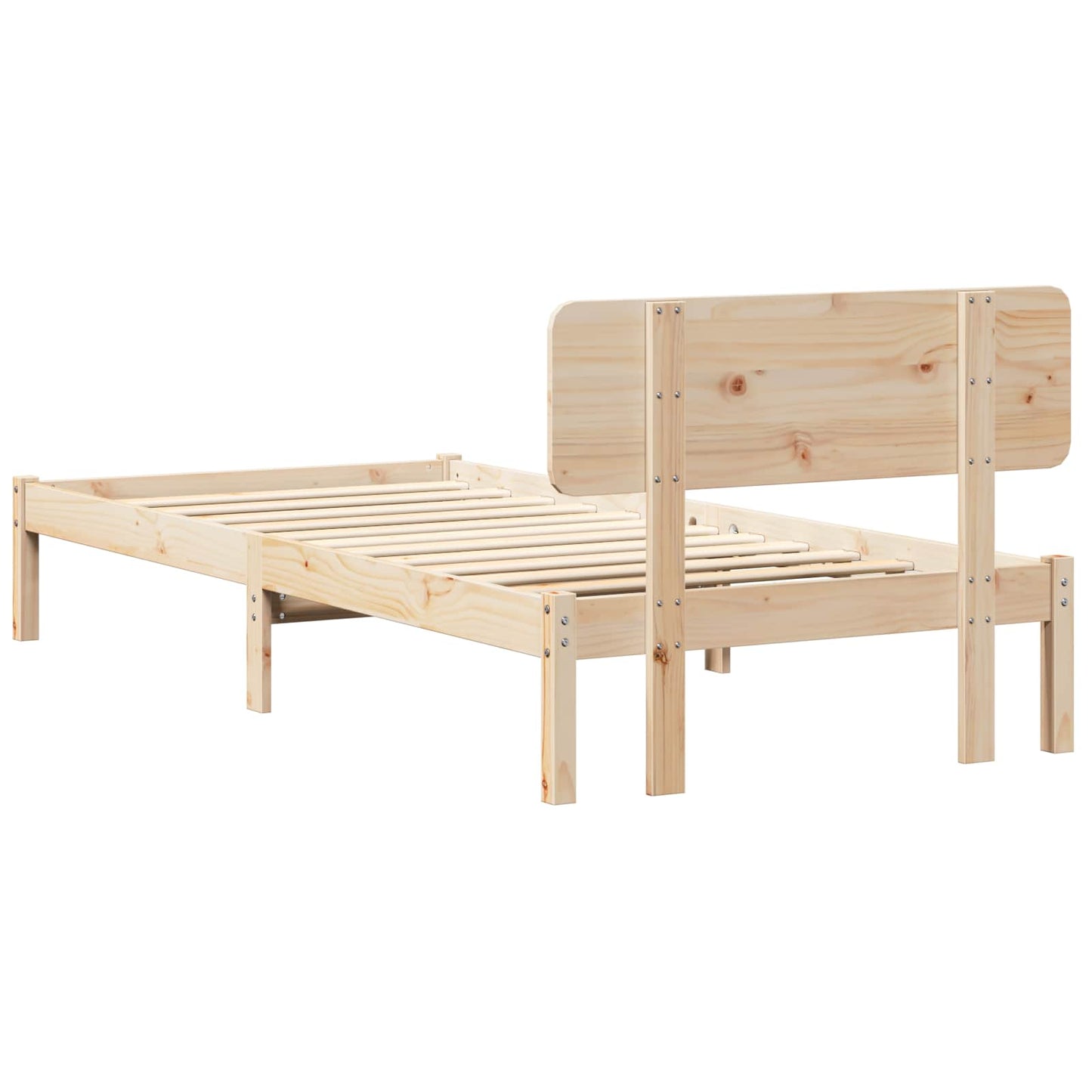Bedframe met hoofdeinde Naturel 90 x 190 cm Massief grenenhout is nu te koop bij PeponiXL, paradijselijk wonen!