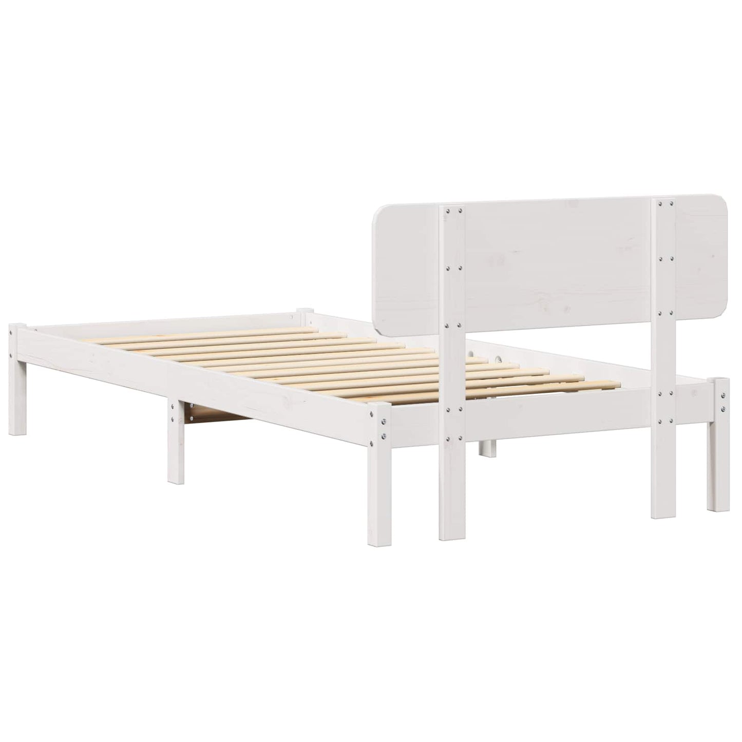 Bedframe met hoofdeinde Wit 90 x 190 cm Massief grenenhout is nu te koop bij PeponiXL, paradijselijk wonen!
