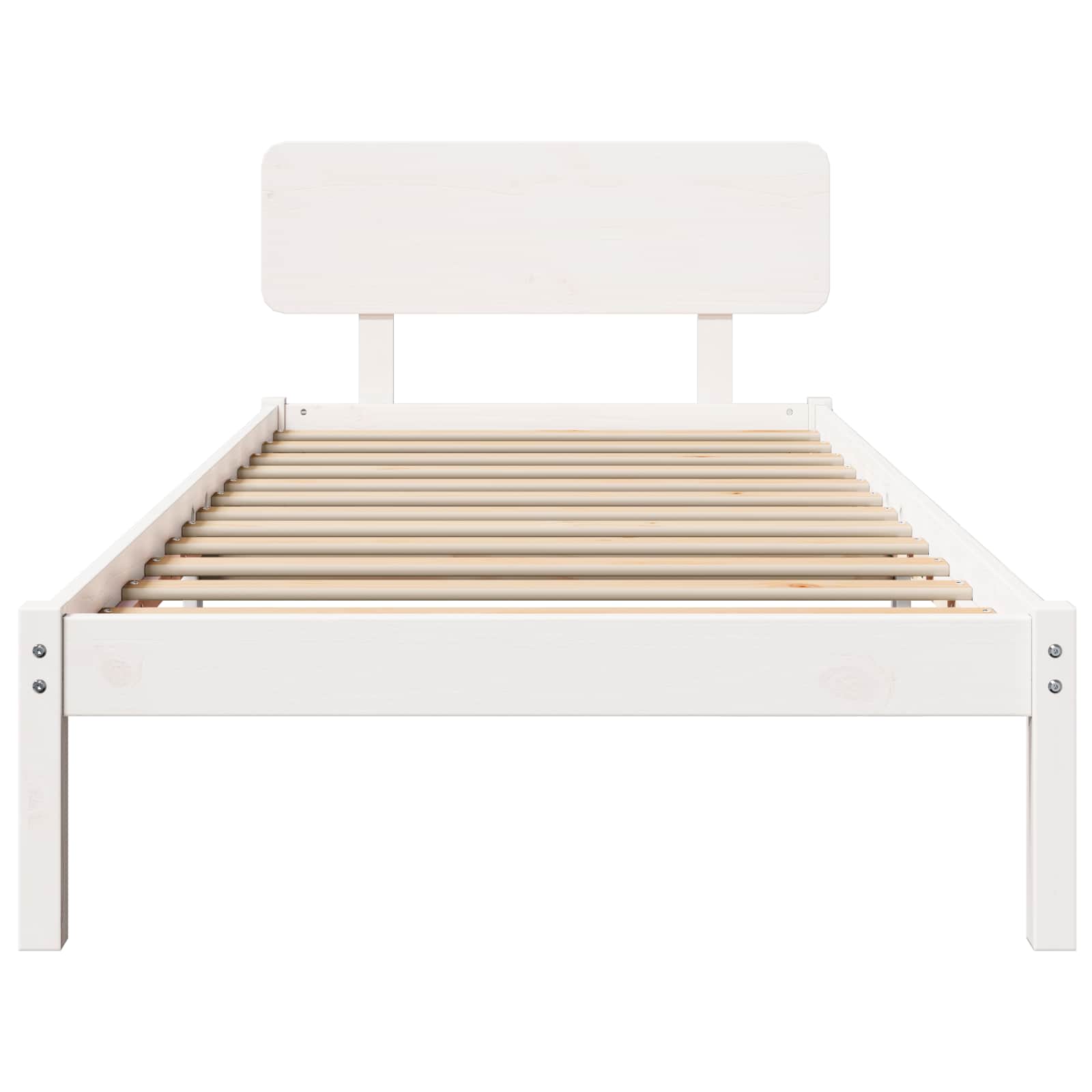 Bedframe met hoofdeinde Wit 90 x 190 cm Massief grenenhout is nu te koop bij PeponiXL, paradijselijk wonen!