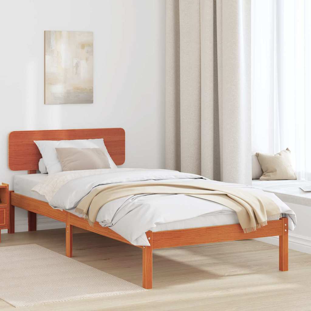 Bedframe met hoofdeinde Wasbruin 90 x 190 cm Massief grenenhout is nu te koop bij PeponiXL, paradijselijk wonen!