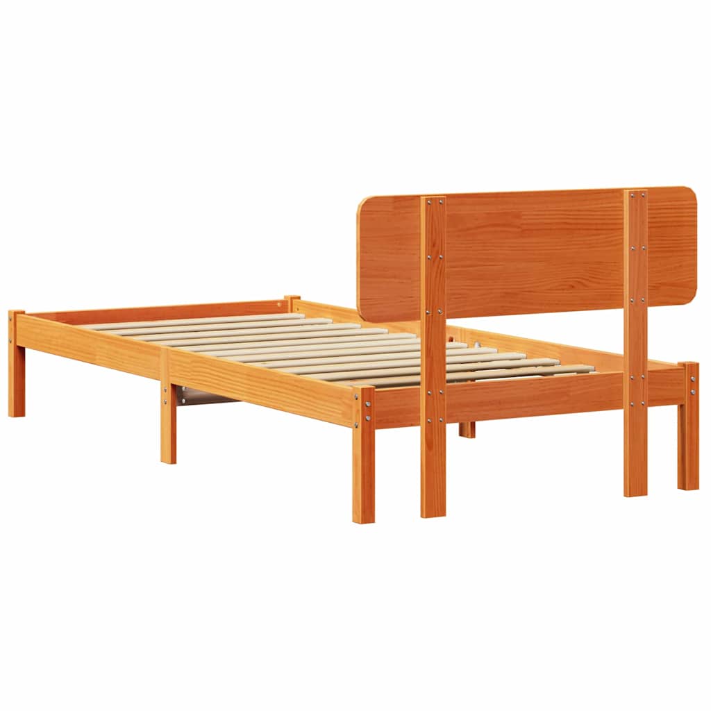 Bedframe met hoofdeinde Wasbruin 90 x 190 cm Massief grenenhout is nu te koop bij PeponiXL, paradijselijk wonen!