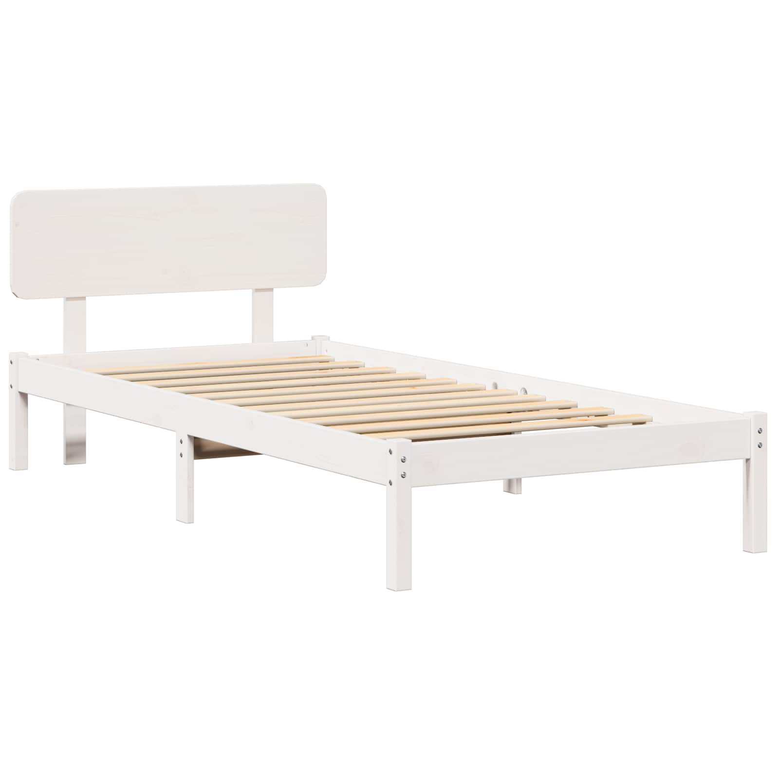 Bedframe met hoofdeinde Wit 75 x 190 cm Massief grenenhout is nu te koop bij PeponiXL, paradijselijk wonen!