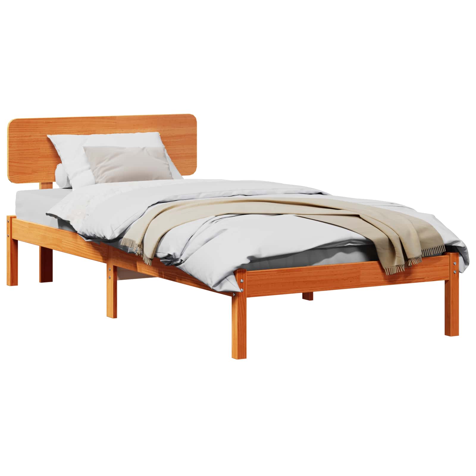 Bedframe met hoofdeinde Wasbruin 75 x 190 cm Massief grenenhout is nu te koop bij PeponiXL, paradijselijk wonen!