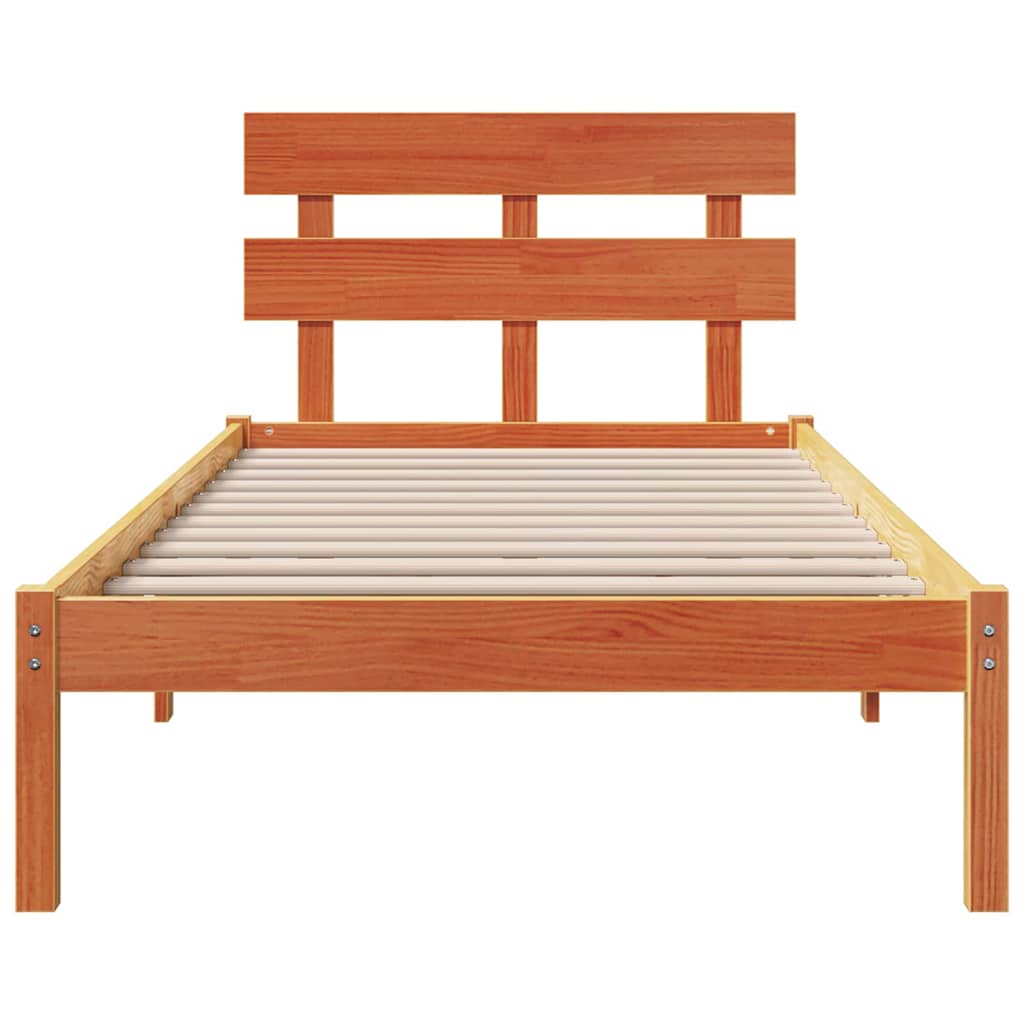 Bedframe met hoofdeinde Bruin 80 x 200 cm Massief grenenhout is nu te koop bij PeponiXL, paradijselijk wonen!