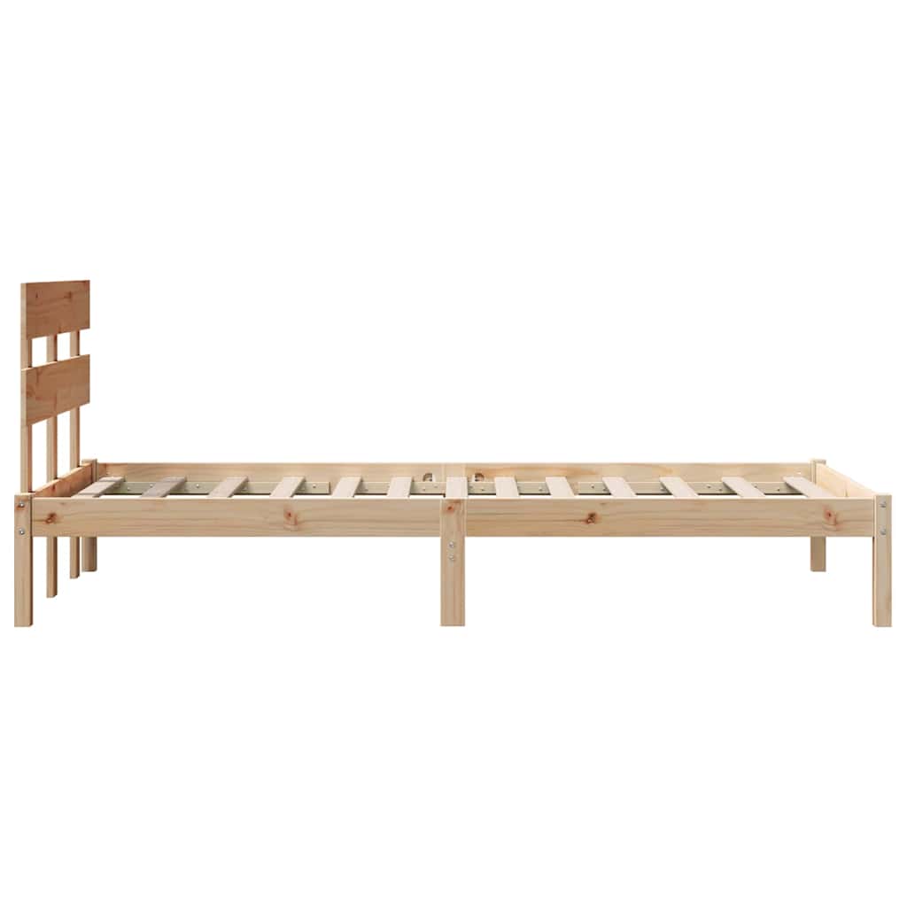 Bedframe met hoofdeinde Bruin 90 x 200 cm Massief grenenhout is nu te koop bij PeponiXL, paradijselijk wonen!