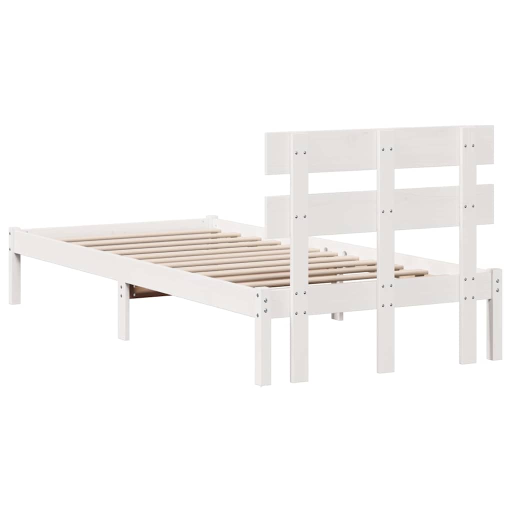 Bedframe met hoofdeinde Wit 90 x 200 cm Massief grenenhout is nu te koop bij PeponiXL, paradijselijk wonen!