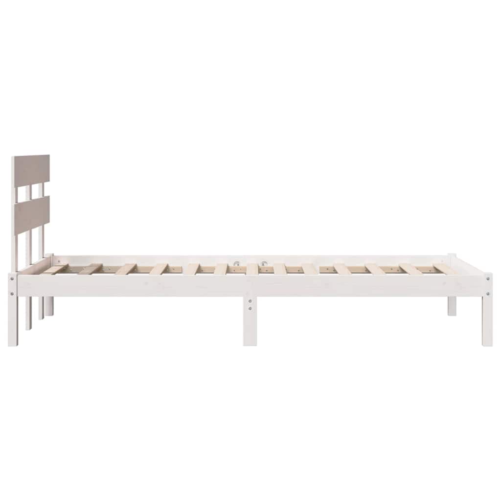 Bedframe met hoofdeinde Wit 90 x 200 cm Massief grenenhout is nu te koop bij PeponiXL, paradijselijk wonen!