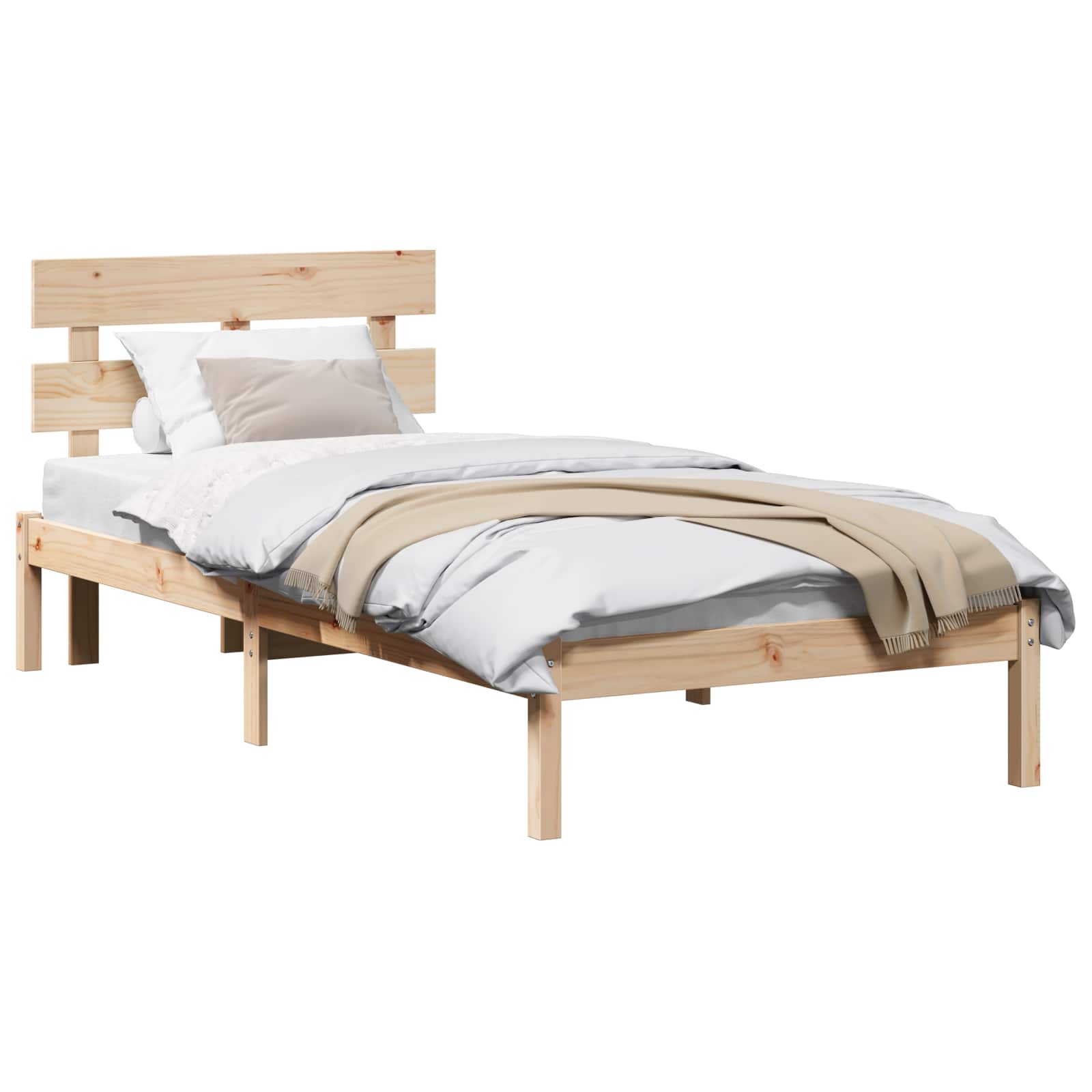 Bedframe met hoofdeinde Bruin 100 x 200 cm Massief grenenhout is nu te koop bij PeponiXL, paradijselijk wonen!