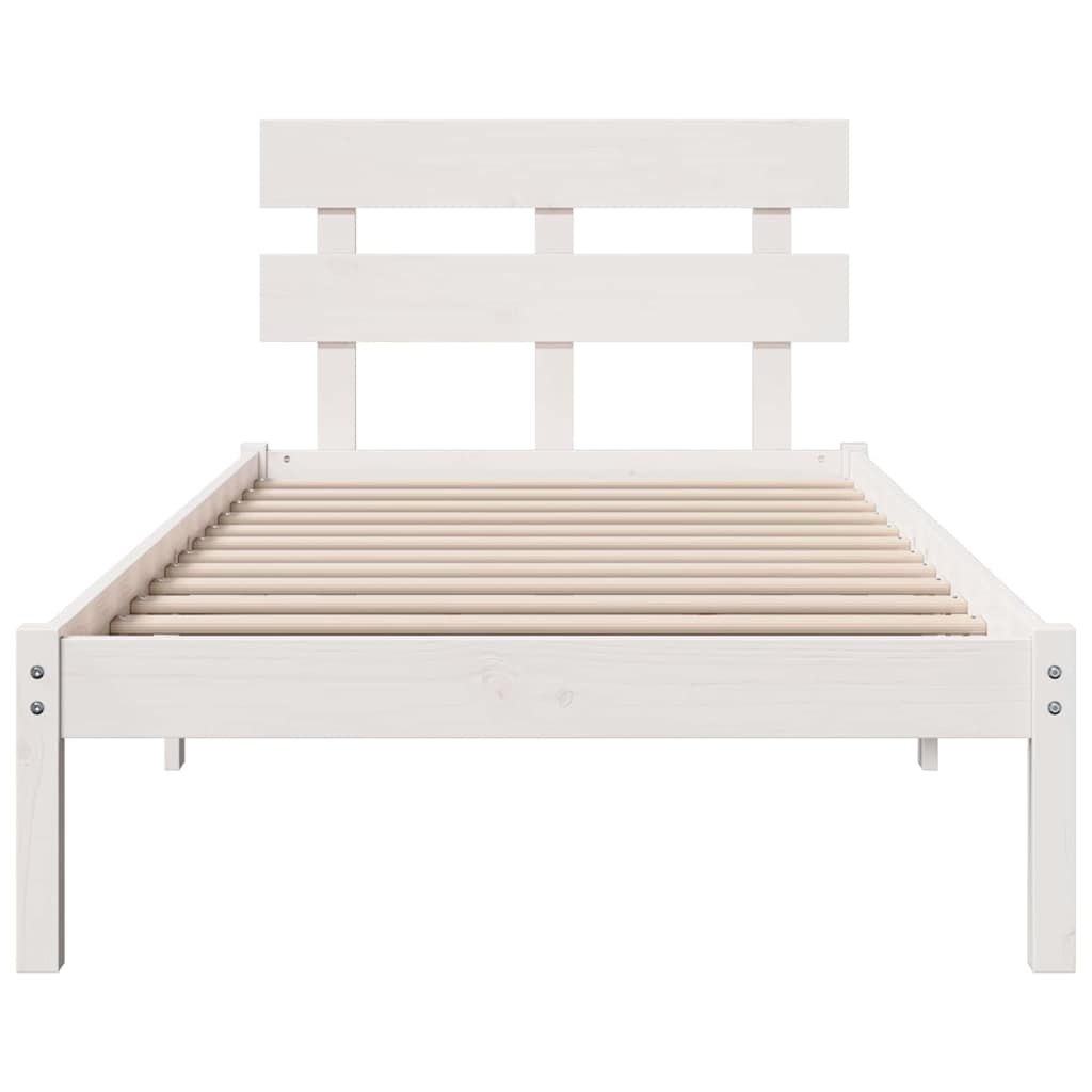 Bedframe met hoofdeinde Wit 100 x 200 cm Massief grenenhout is nu te koop bij PeponiXL, paradijselijk wonen!