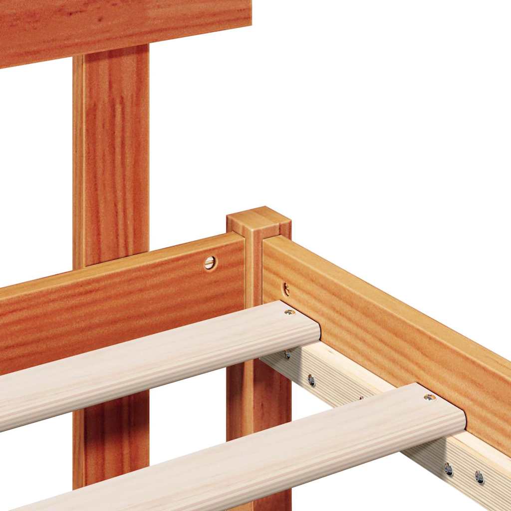 Bedframe met hoofdeinde Bruin 100 x 200 cm Massief grenenhout is nu te koop bij PeponiXL, paradijselijk wonen!