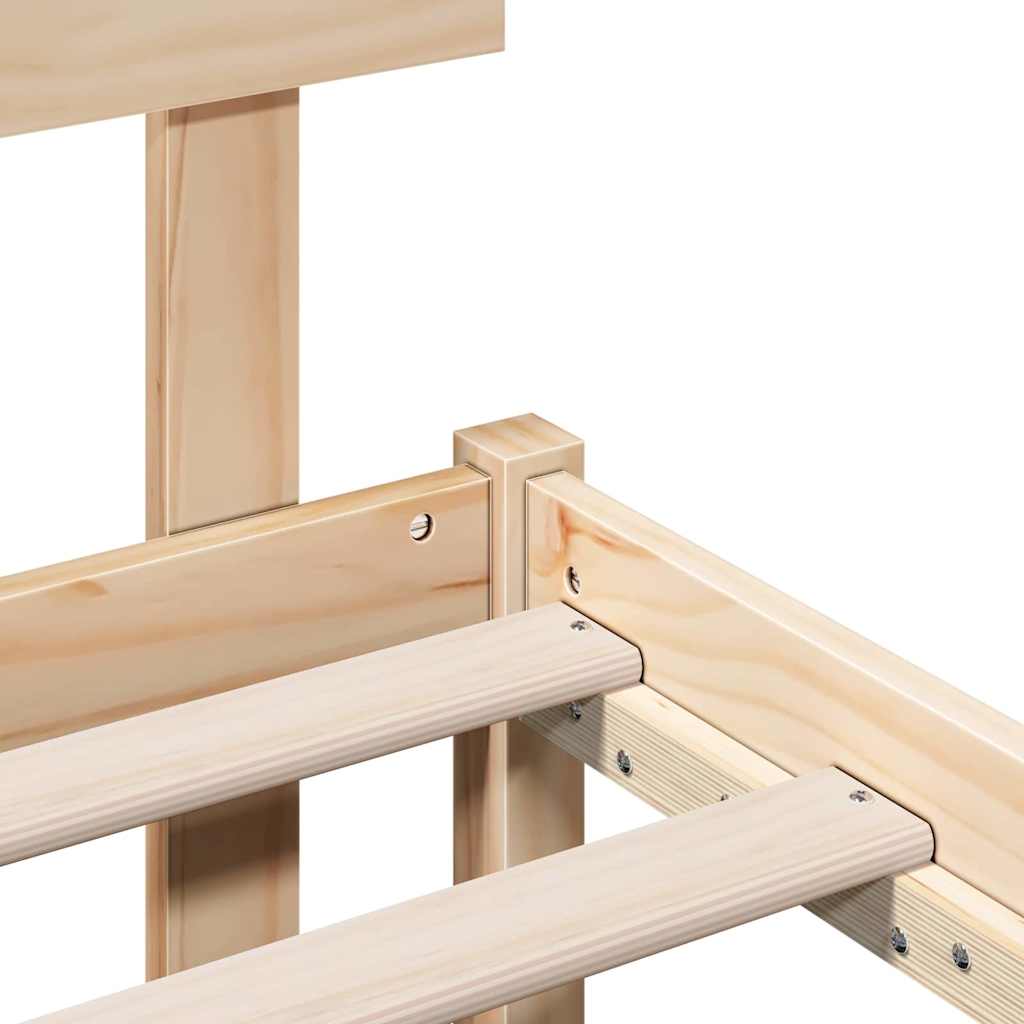 Bedframe met hoofdeinde Bruin 75 x 190 cm Massief grenenhout is nu te koop bij PeponiXL, paradijselijk wonen!