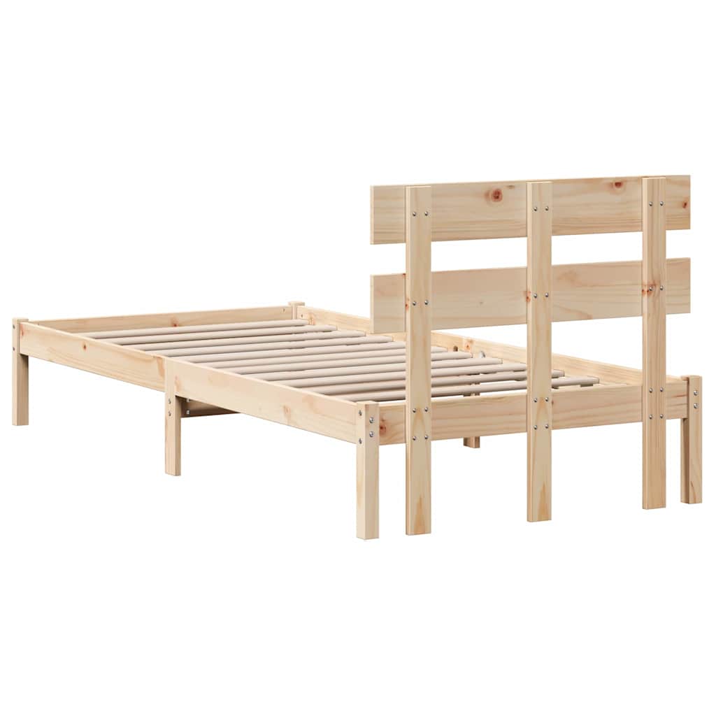 Bedframe met hoofdeinde Bruin 75 x 190 cm Massief grenenhout is nu te koop bij PeponiXL, paradijselijk wonen!