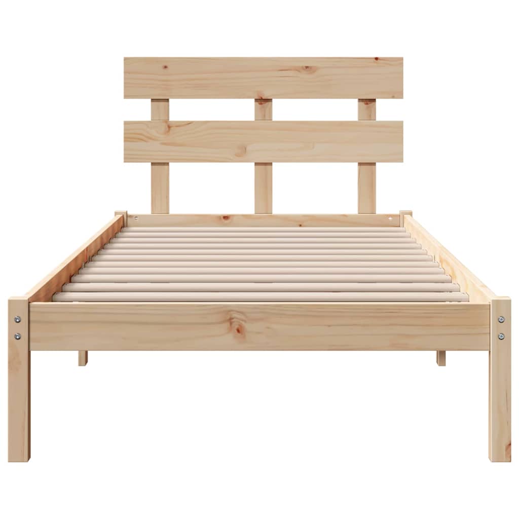 Bedframe met hoofdeinde Bruin 75 x 190 cm Massief grenenhout is nu te koop bij PeponiXL, paradijselijk wonen!
