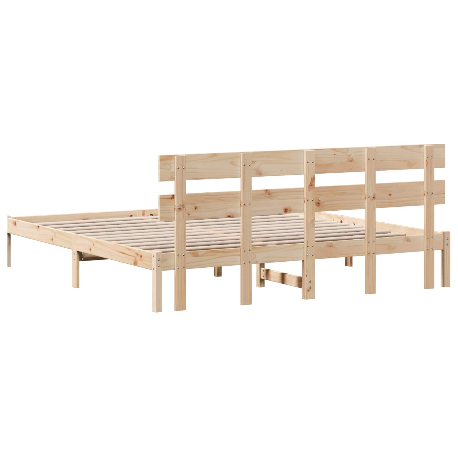 Bedframe met hoofdeinde Bruin 200 x 200 cm Massief grenenhout is nu te koop bij PeponiXL, paradijselijk wonen!