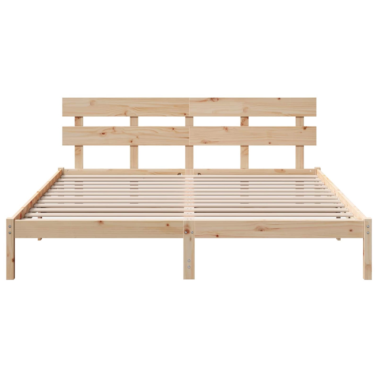 Bedframe met hoofdeinde Bruin 200 x 200 cm Massief grenenhout is nu te koop bij PeponiXL, paradijselijk wonen!