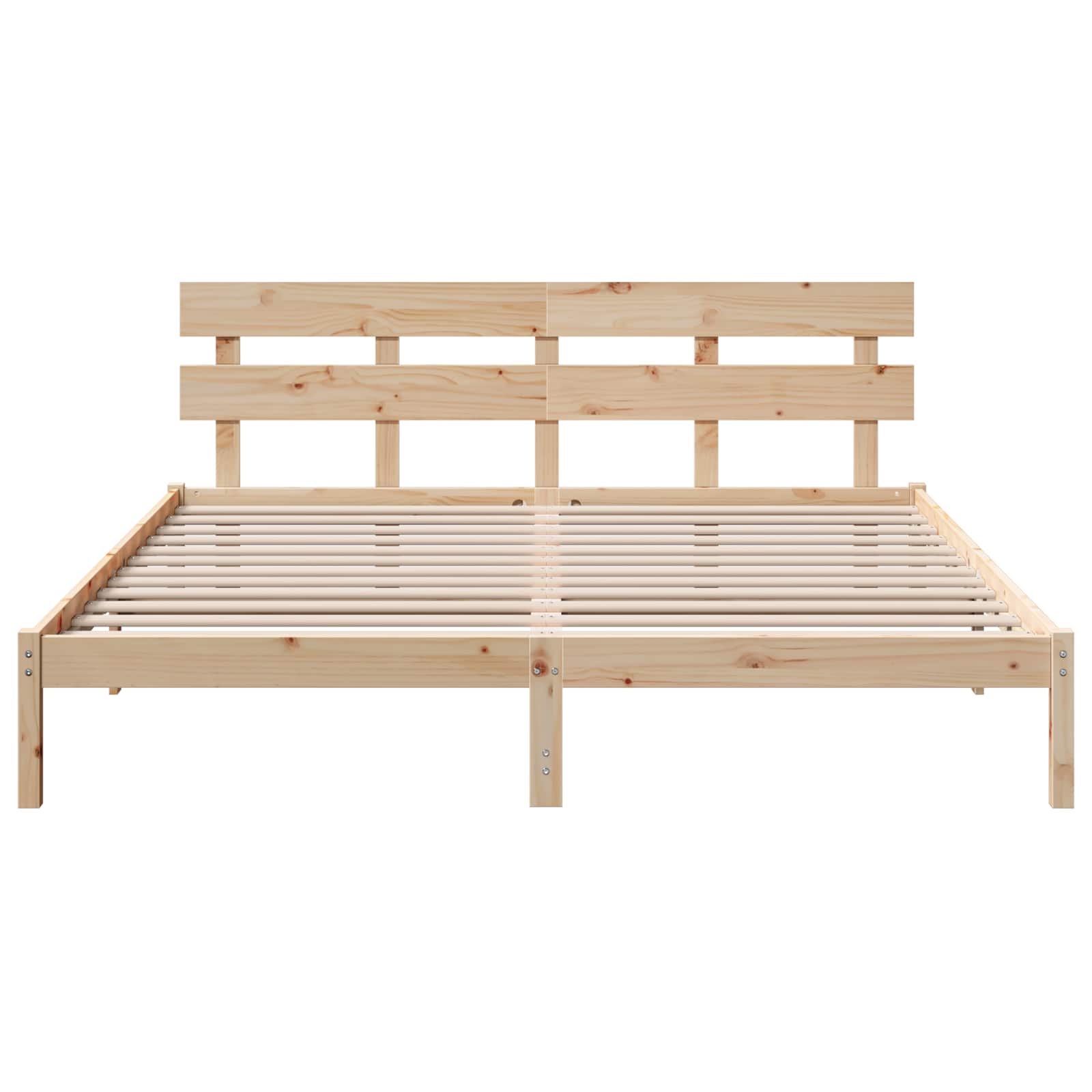 Bedframe met hoofdeinde Bruin 200 x 200 cm Massief grenenhout is nu te koop bij PeponiXL, paradijselijk wonen!