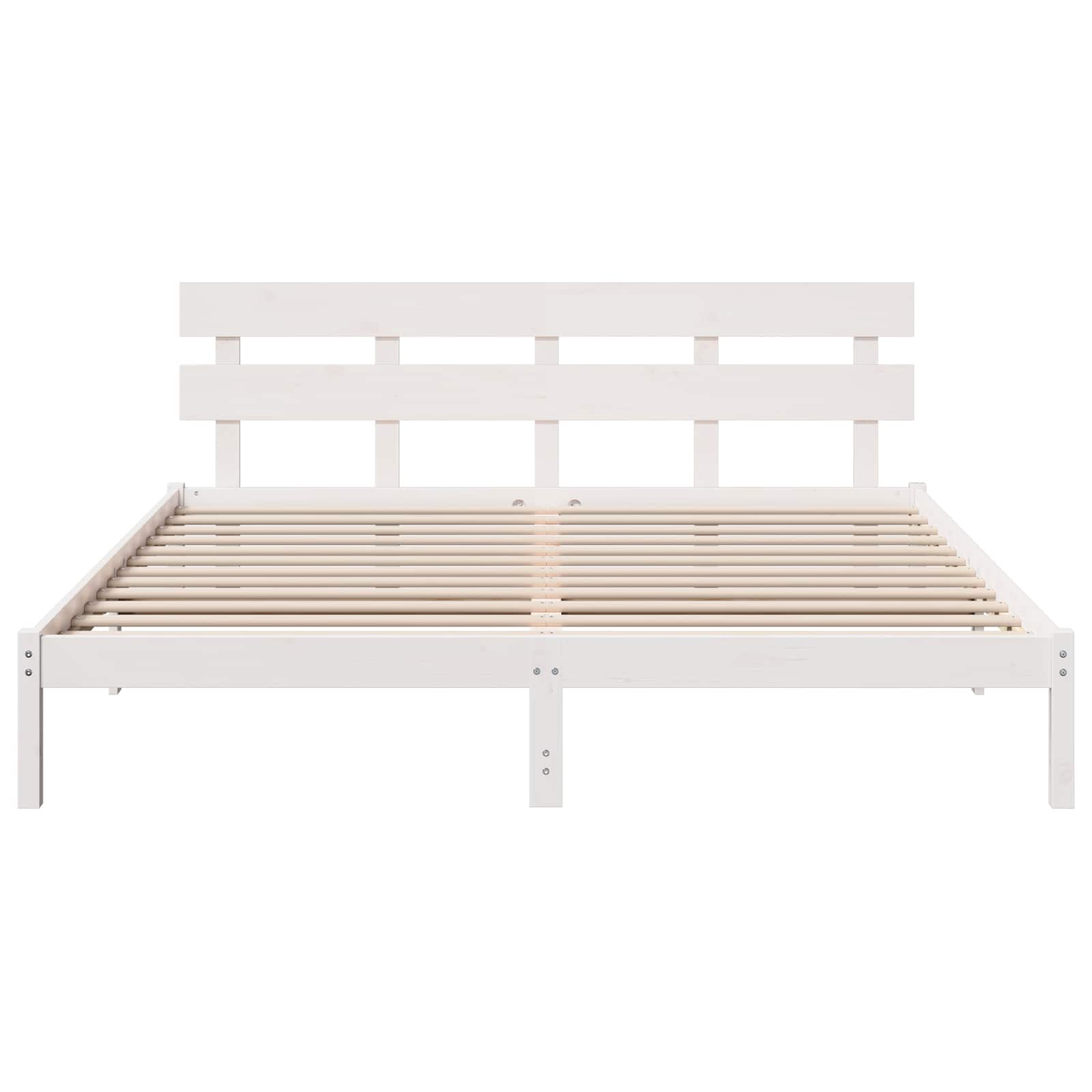 Bedframe met hoofdeinde Wit 200 x 200 cm Massief grenenhout is nu te koop bij PeponiXL, paradijselijk wonen!