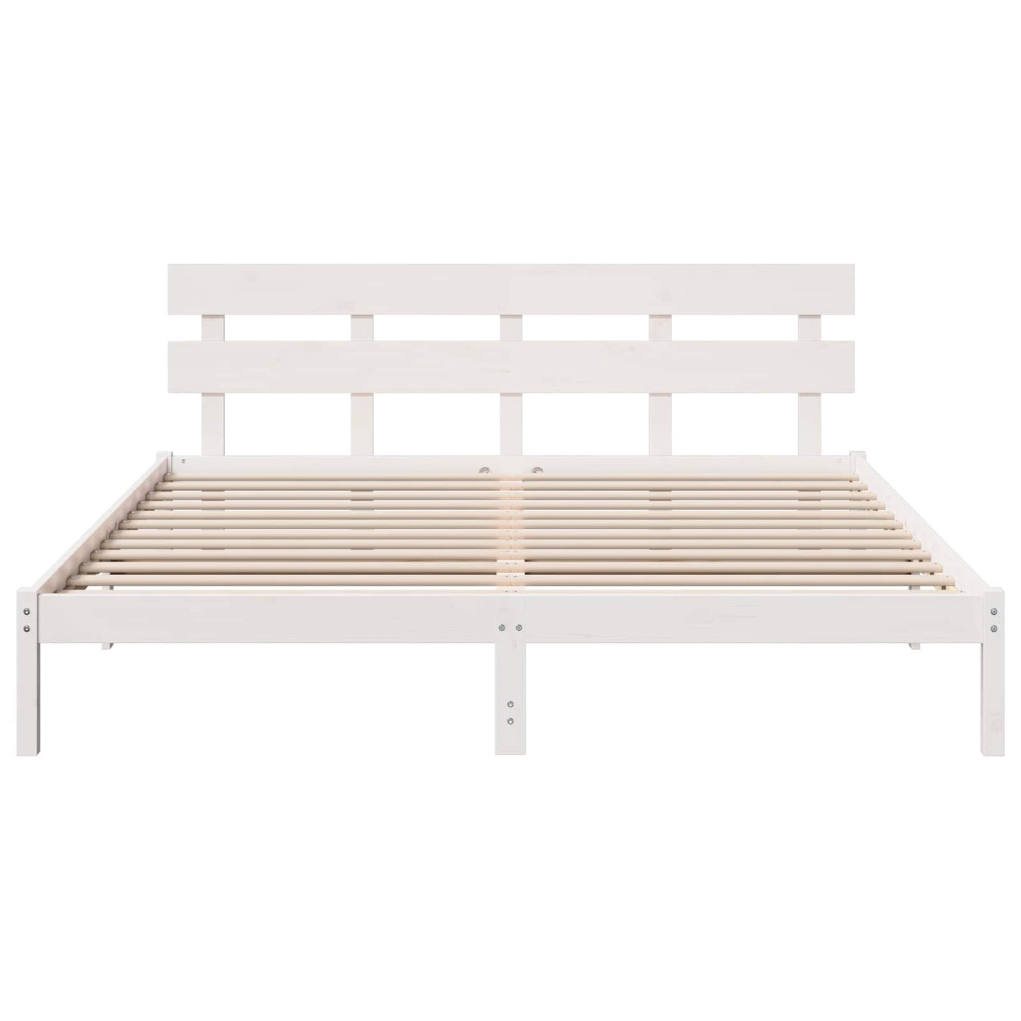 Bedframe met hoofdeinde Wit 200 x 200 cm Massief grenenhout is nu te koop bij PeponiXL, paradijselijk wonen!