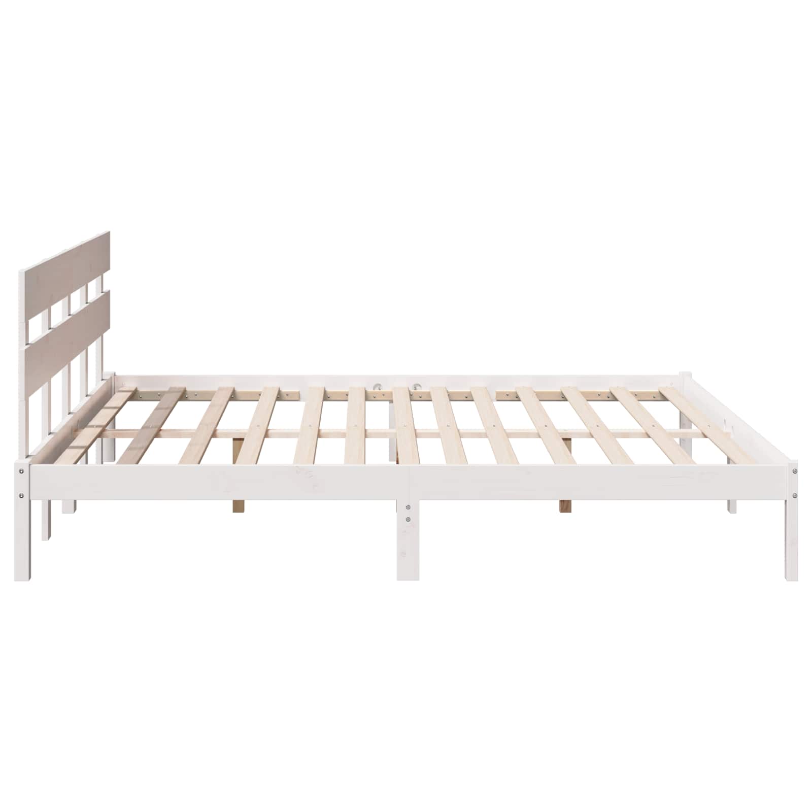 Bedframe met hoofdeinde Wit 200 x 200 cm Massief grenenhout is nu te koop bij PeponiXL, paradijselijk wonen!