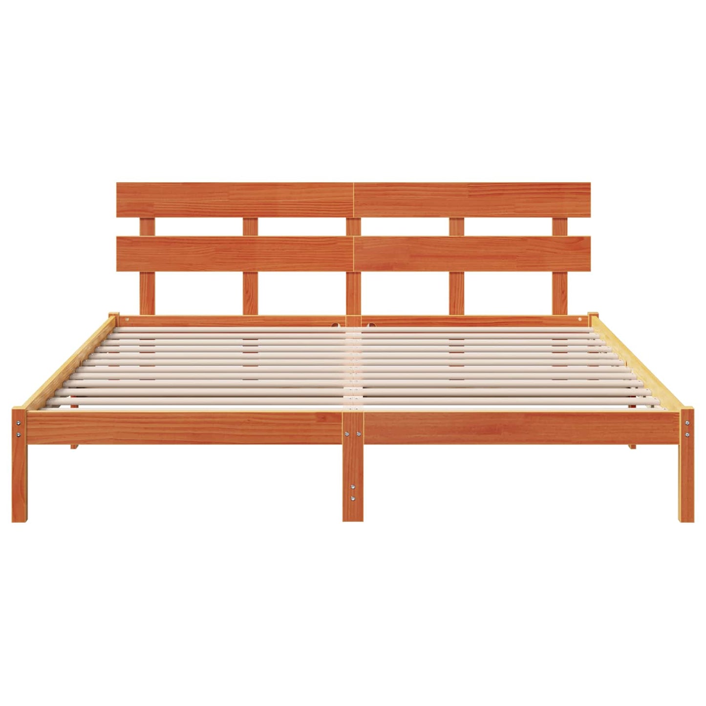 Bedframe met hoofdeinde Bruin 200 x 200 cm Massief grenenhout is nu te koop bij PeponiXL, paradijselijk wonen!