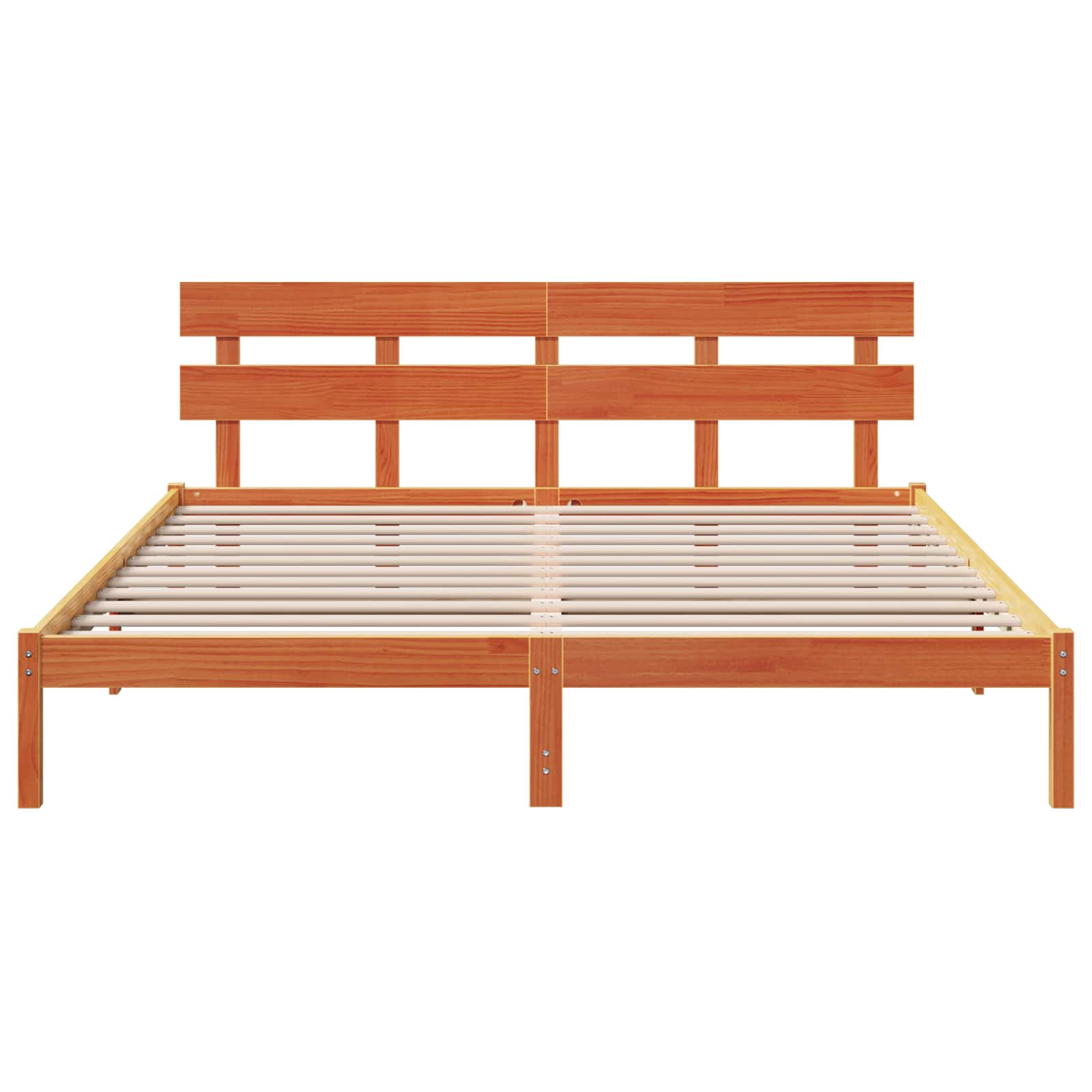 Bedframe met hoofdeinde Bruin 200 x 200 cm Massief grenenhout is nu te koop bij PeponiXL, paradijselijk wonen!