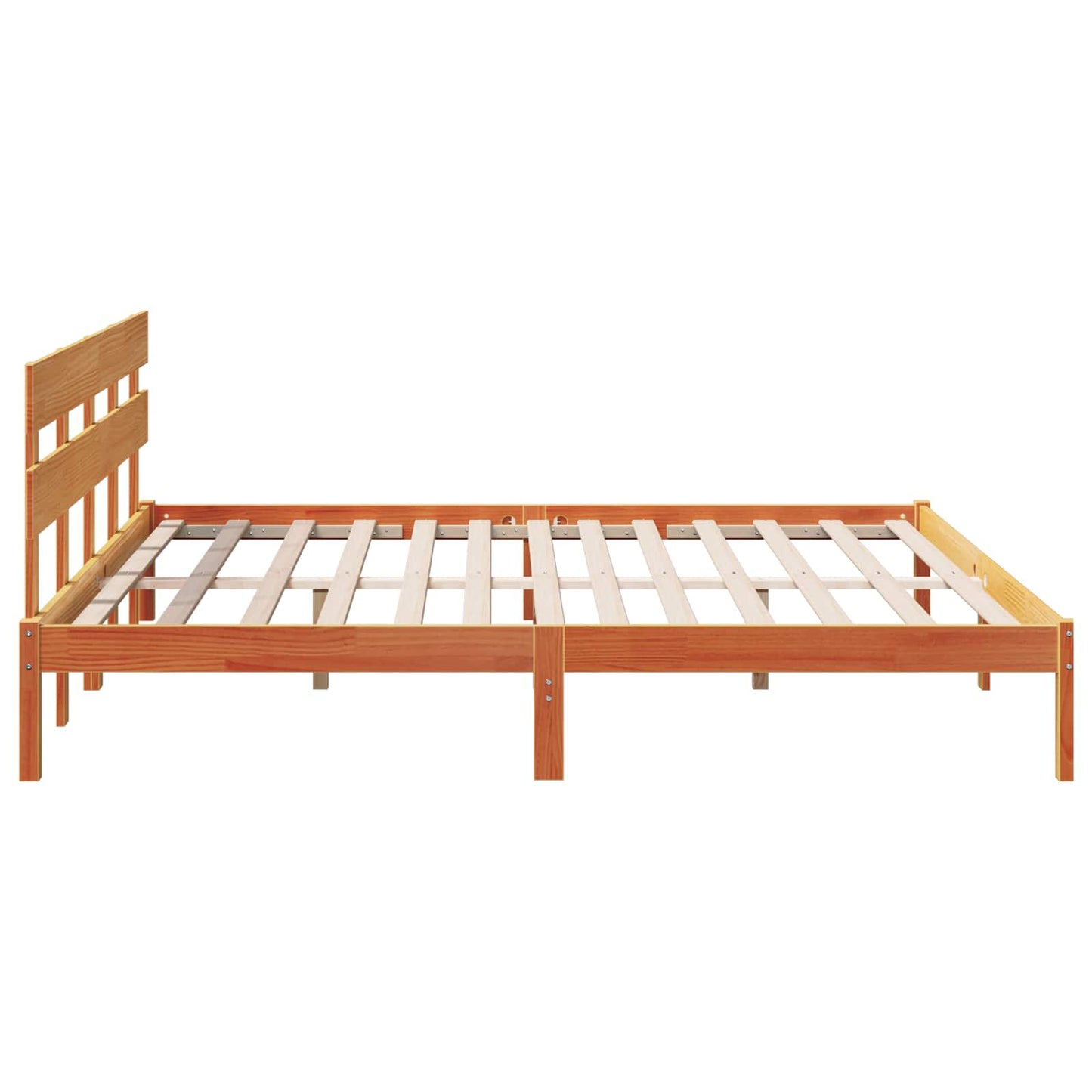 Bedframe met hoofdeinde Bruin 200 x 200 cm Massief grenenhout is nu te koop bij PeponiXL, paradijselijk wonen!