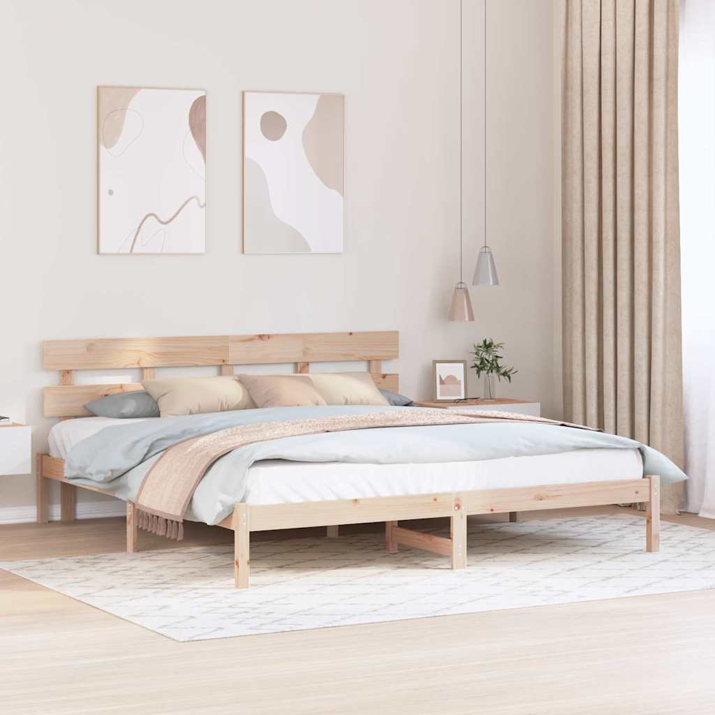 Bedframe met hoofdeinde Bruin 180 x 200 cm Massief grenenhout is nu te koop bij PeponiXL, paradijselijk wonen!
