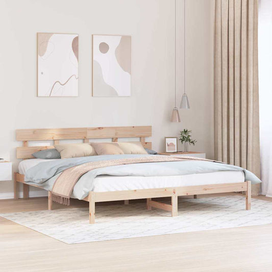 Bedframe met hoofdeinde Bruin 180 x 200 cm Massief grenenhout is nu te koop bij PeponiXL, paradijselijk wonen!