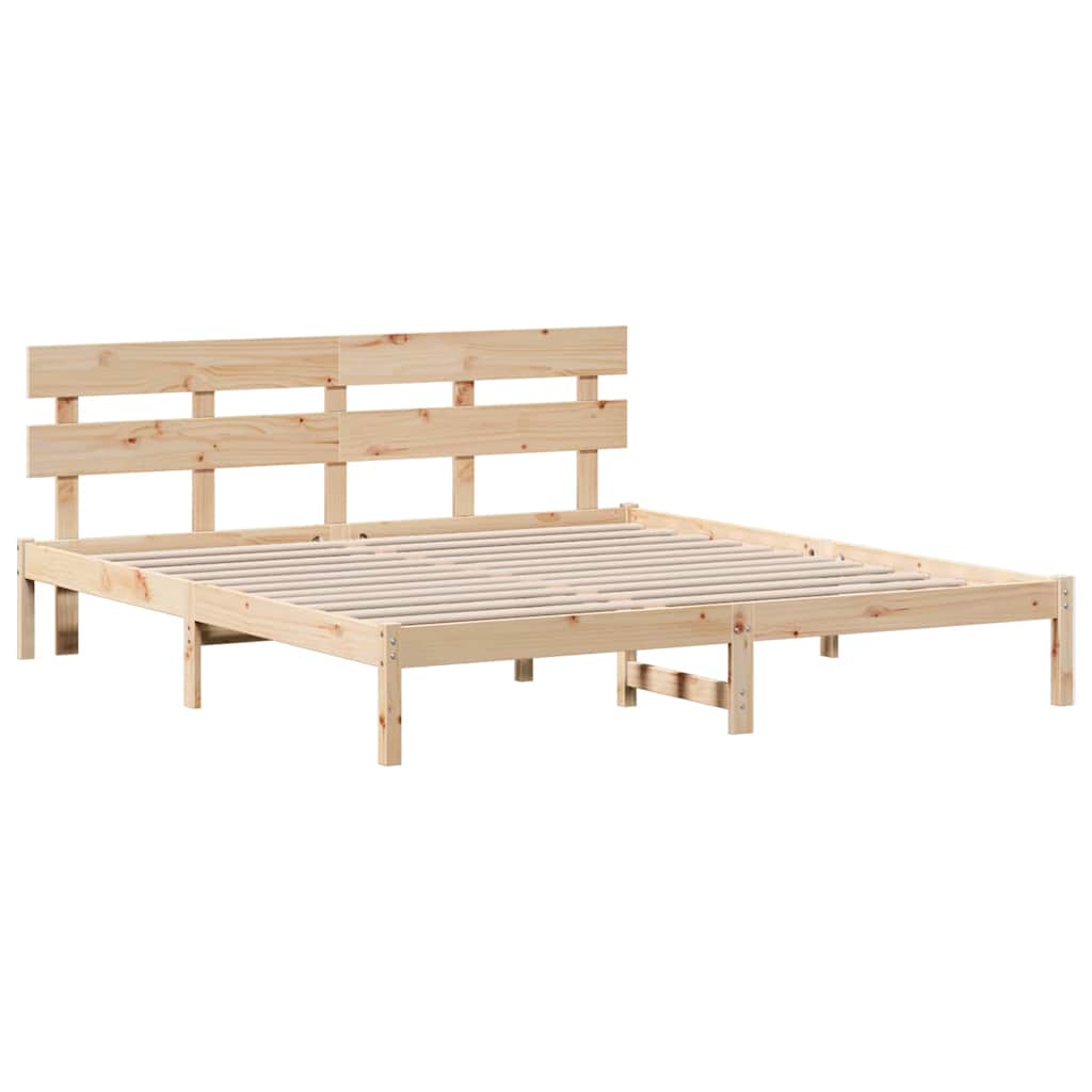Bedframe met hoofdeinde Bruin 180 x 200 cm Massief grenenhout is nu te koop bij PeponiXL, paradijselijk wonen!