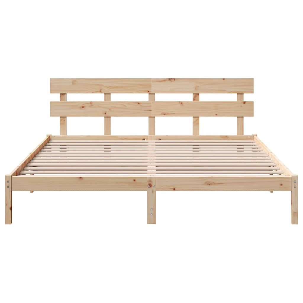 Bedframe met hoofdeinde Bruin 180 x 200 cm Massief grenenhout is nu te koop bij PeponiXL, paradijselijk wonen!