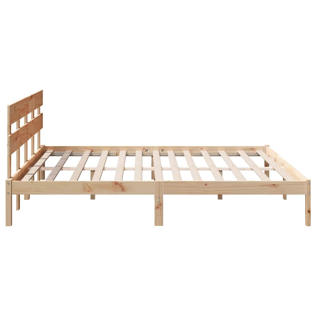 Bedframe met hoofdeinde Bruin 180 x 200 cm Massief grenenhout is nu te koop bij PeponiXL, paradijselijk wonen!