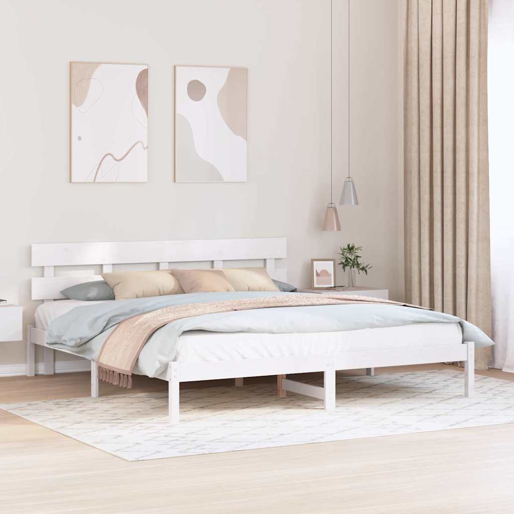 Bedframe met hoofdeinde Wit 180 x 200 cm Massief grenenhout is nu te koop bij PeponiXL, paradijselijk wonen!