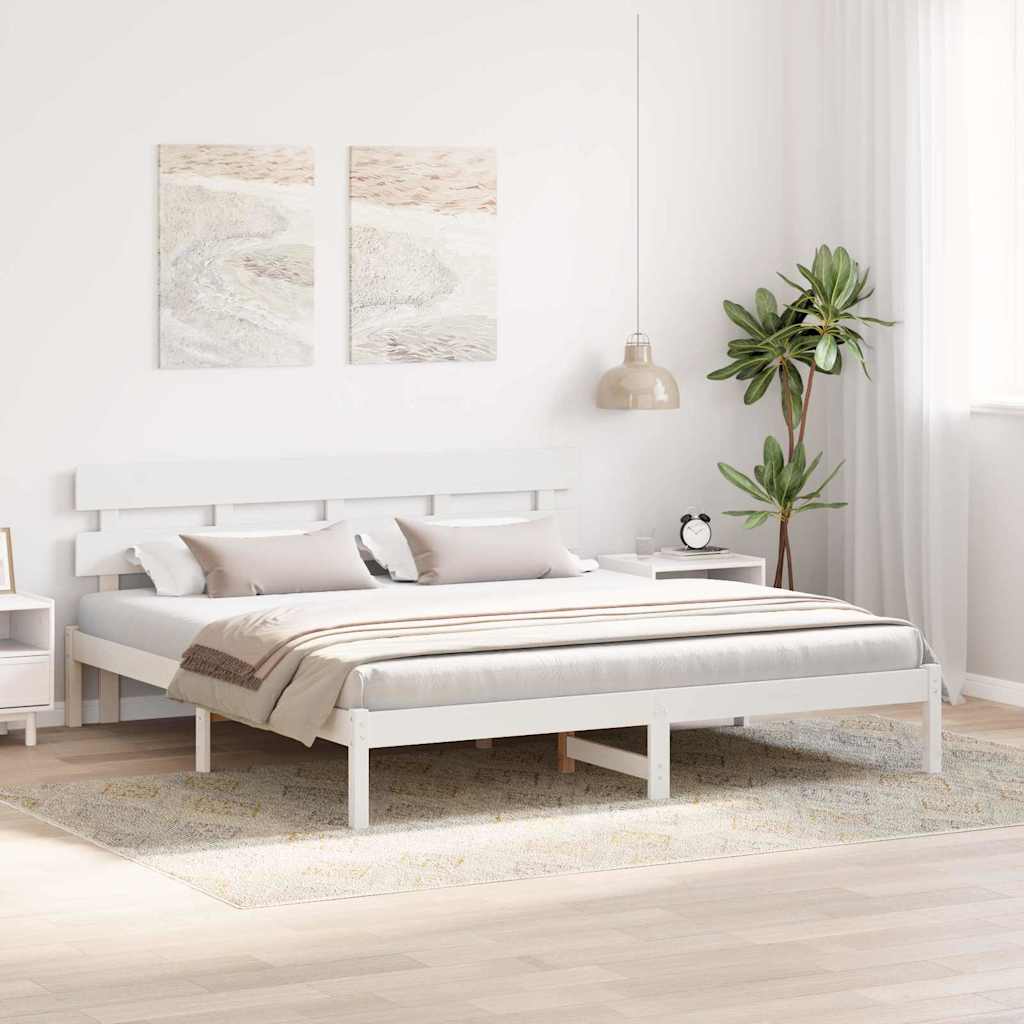 Bedframe met hoofdeinde Wit 180 x 200 cm Massief grenenhout is nu te koop bij PeponiXL, paradijselijk wonen!