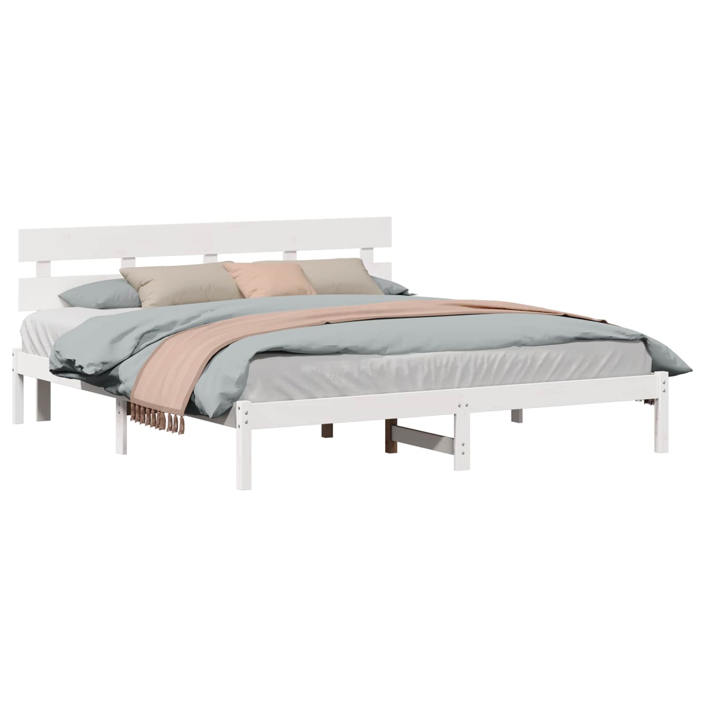 Bedframe met hoofdeinde Wit 180 x 200 cm Massief grenenhout is nu te koop bij PeponiXL, paradijselijk wonen!