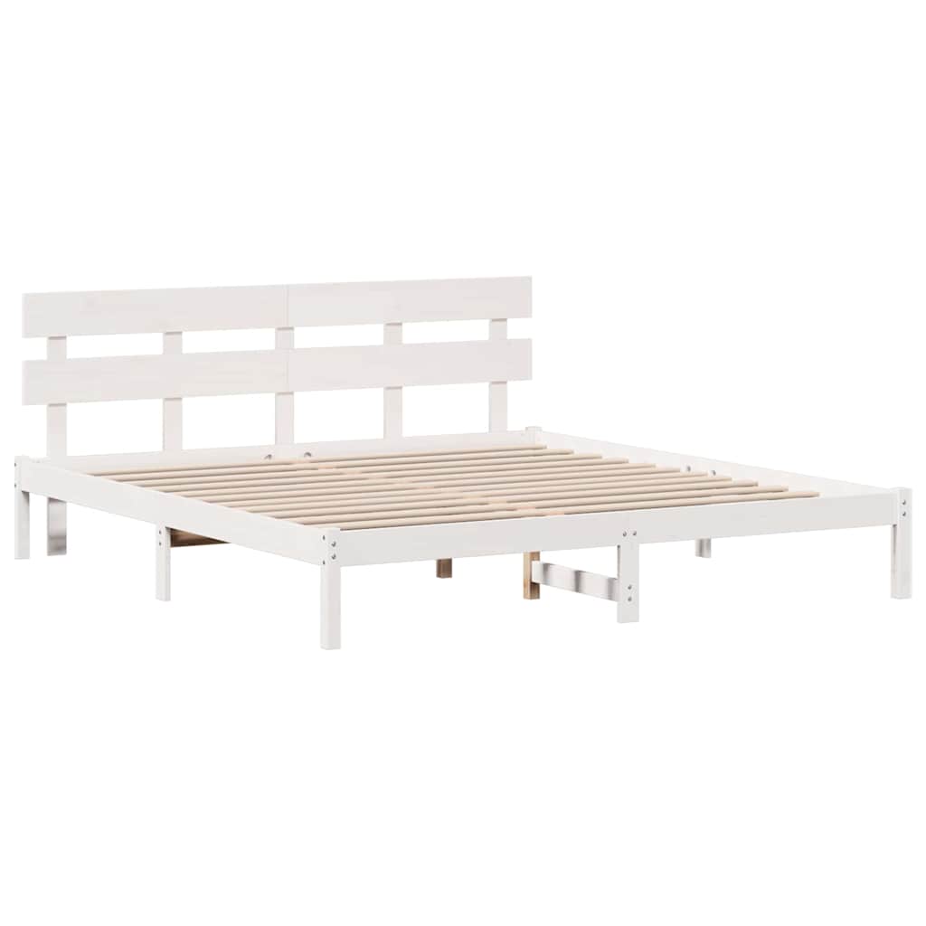 Bedframe met hoofdeinde Wit 180 x 200 cm Massief grenenhout is nu te koop bij PeponiXL, paradijselijk wonen!