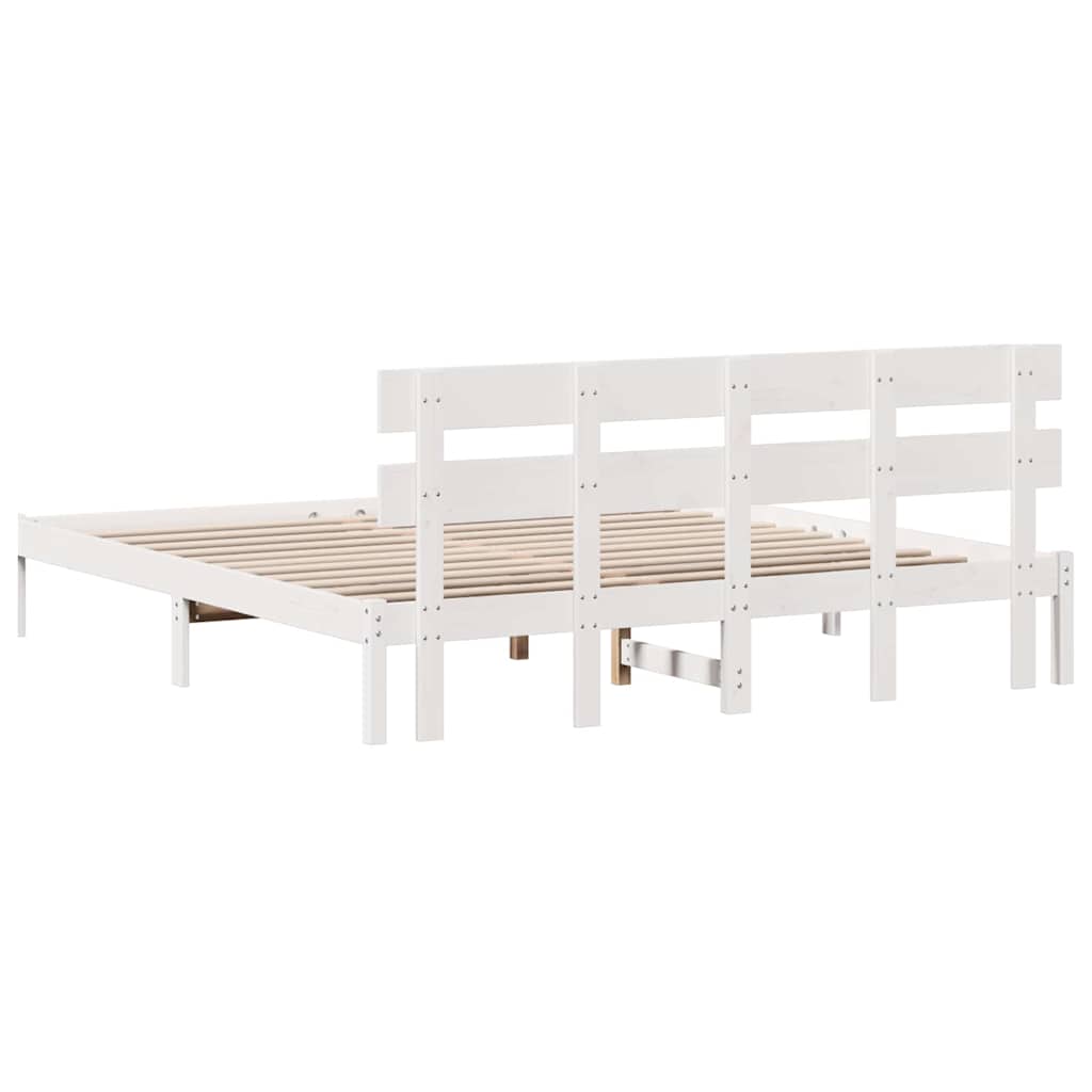 Bedframe met hoofdeinde Wit 180 x 200 cm Massief grenenhout is nu te koop bij PeponiXL, paradijselijk wonen!