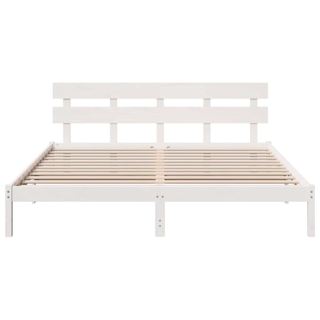 Bedframe met hoofdeinde Wit 180 x 200 cm Massief grenenhout is nu te koop bij PeponiXL, paradijselijk wonen!