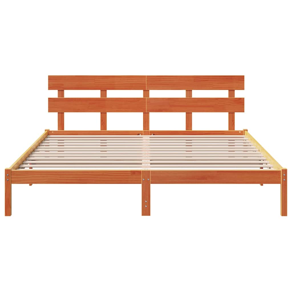Bedframe met hoofdeinde Bruin 180 x 200 cm Massief grenenhout is nu te koop bij PeponiXL, paradijselijk wonen!