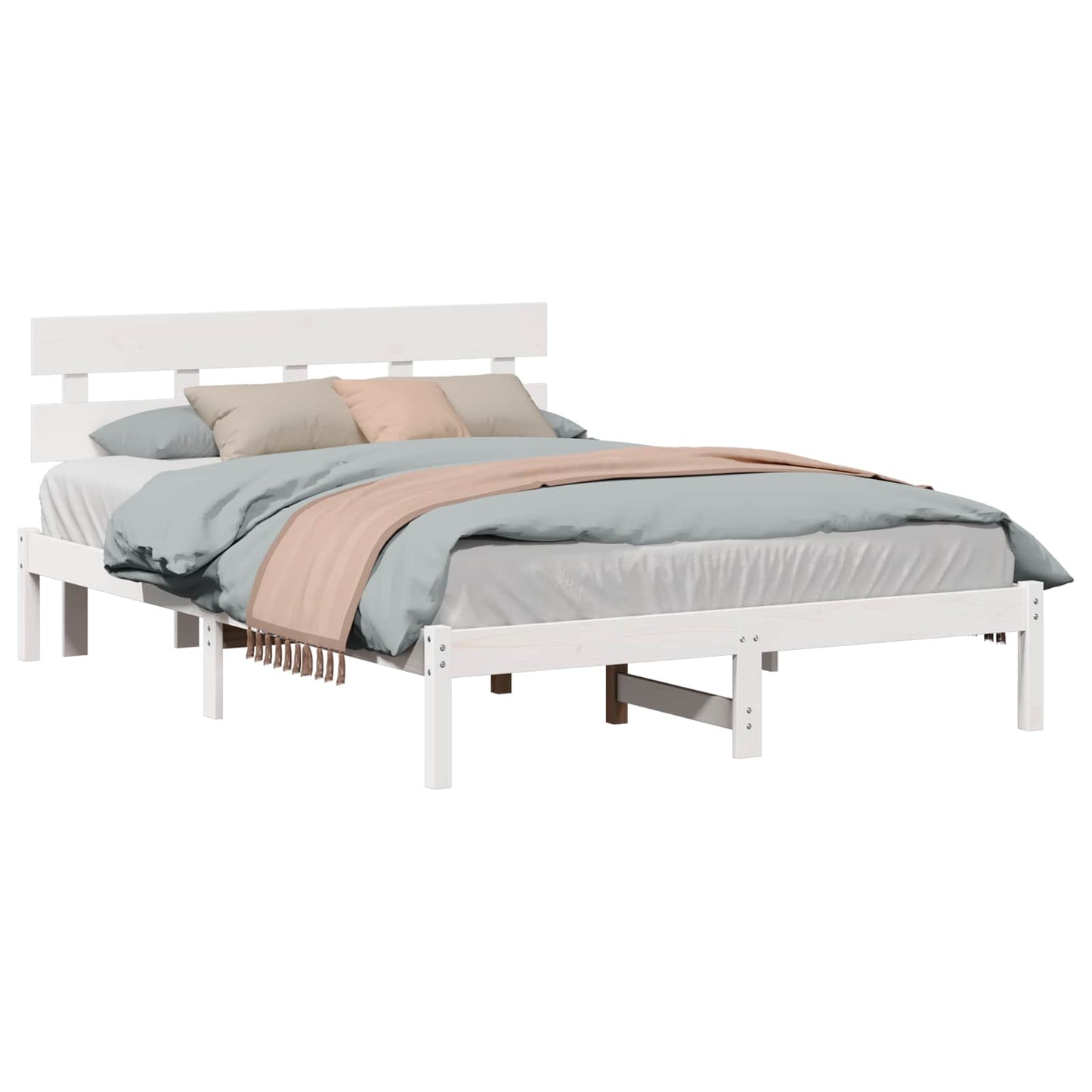 Bedframe met hoofdeinde Wit 160 x 200 cm Massief grenenhout is nu te koop bij PeponiXL, paradijselijk wonen!
