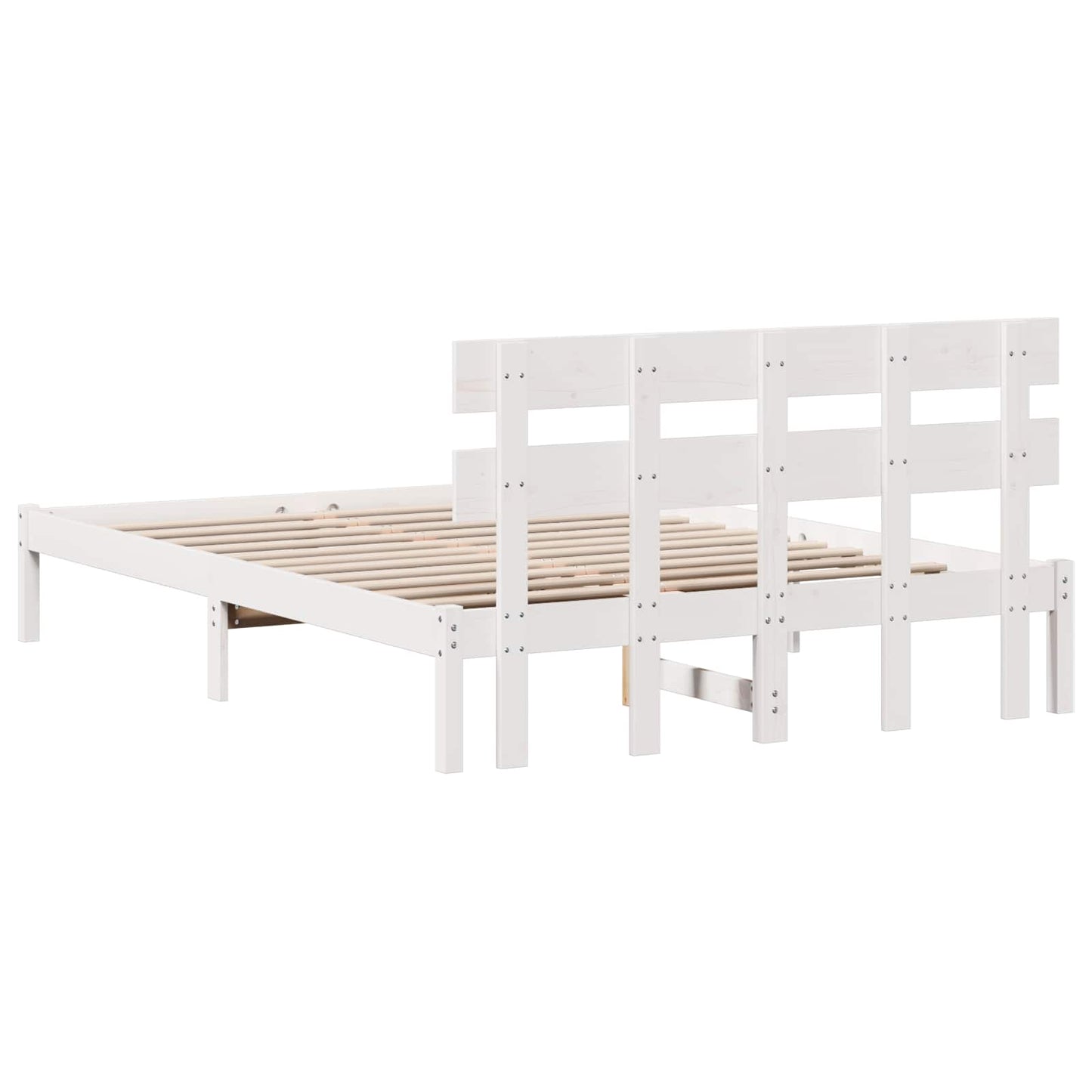 Bedframe met hoofdeinde Wit 160 x 200 cm Massief grenenhout is nu te koop bij PeponiXL, paradijselijk wonen!