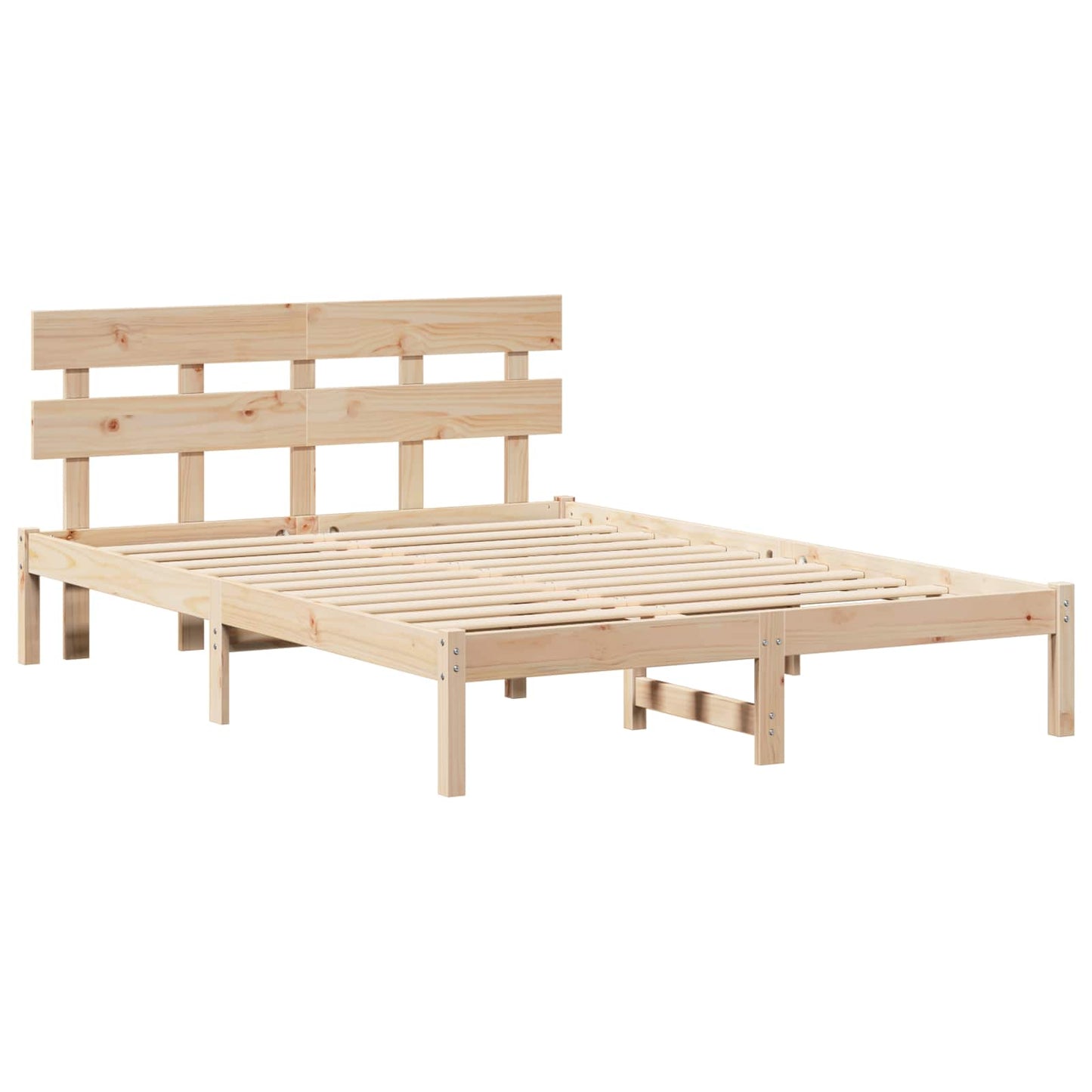 Bedframe met hoofdeinde Bruin 150 x 200 cm Massief grenenhout is nu te koop bij PeponiXL, paradijselijk wonen!