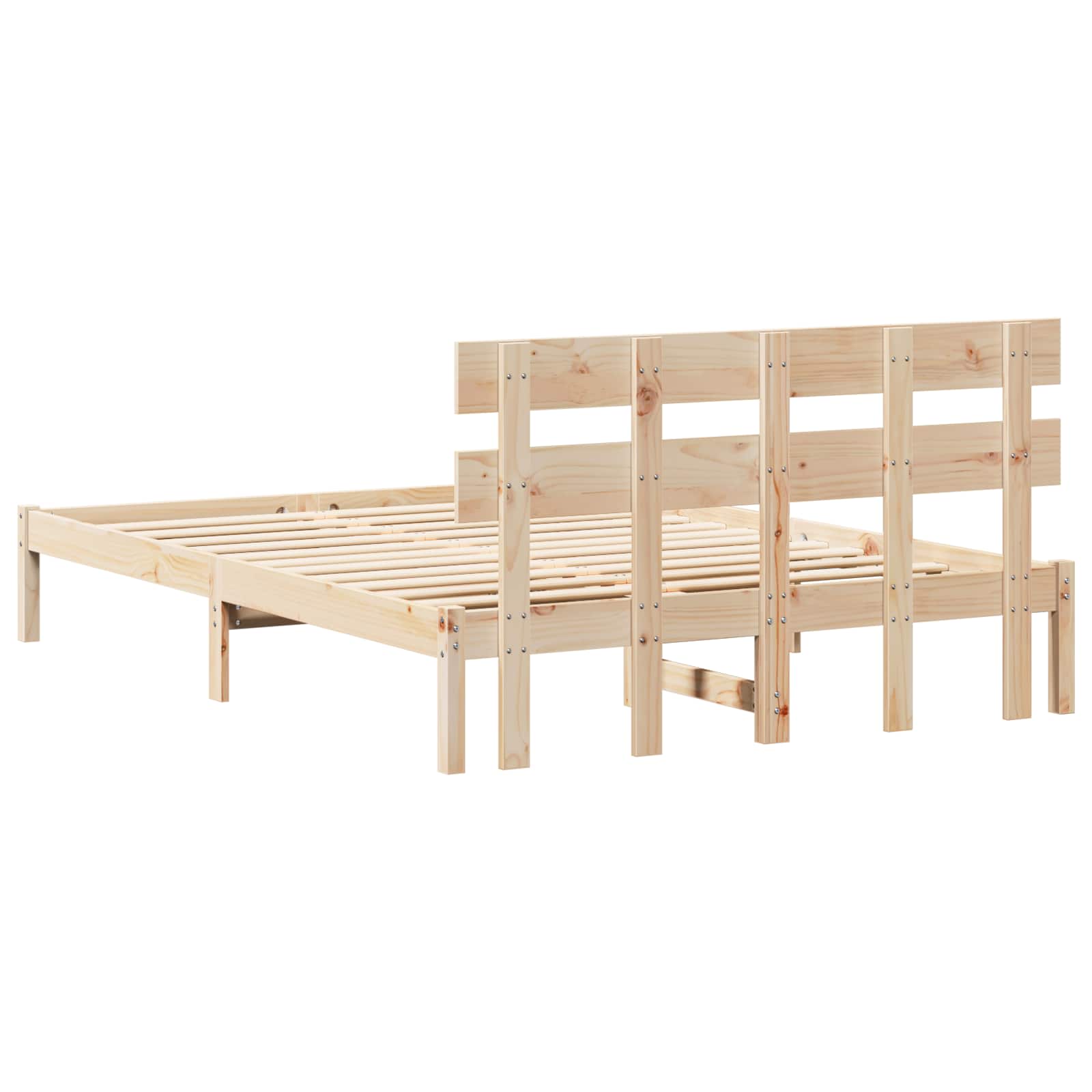 Bedframe met hoofdeinde Bruin 150 x 200 cm Massief grenenhout is nu te koop bij PeponiXL, paradijselijk wonen!